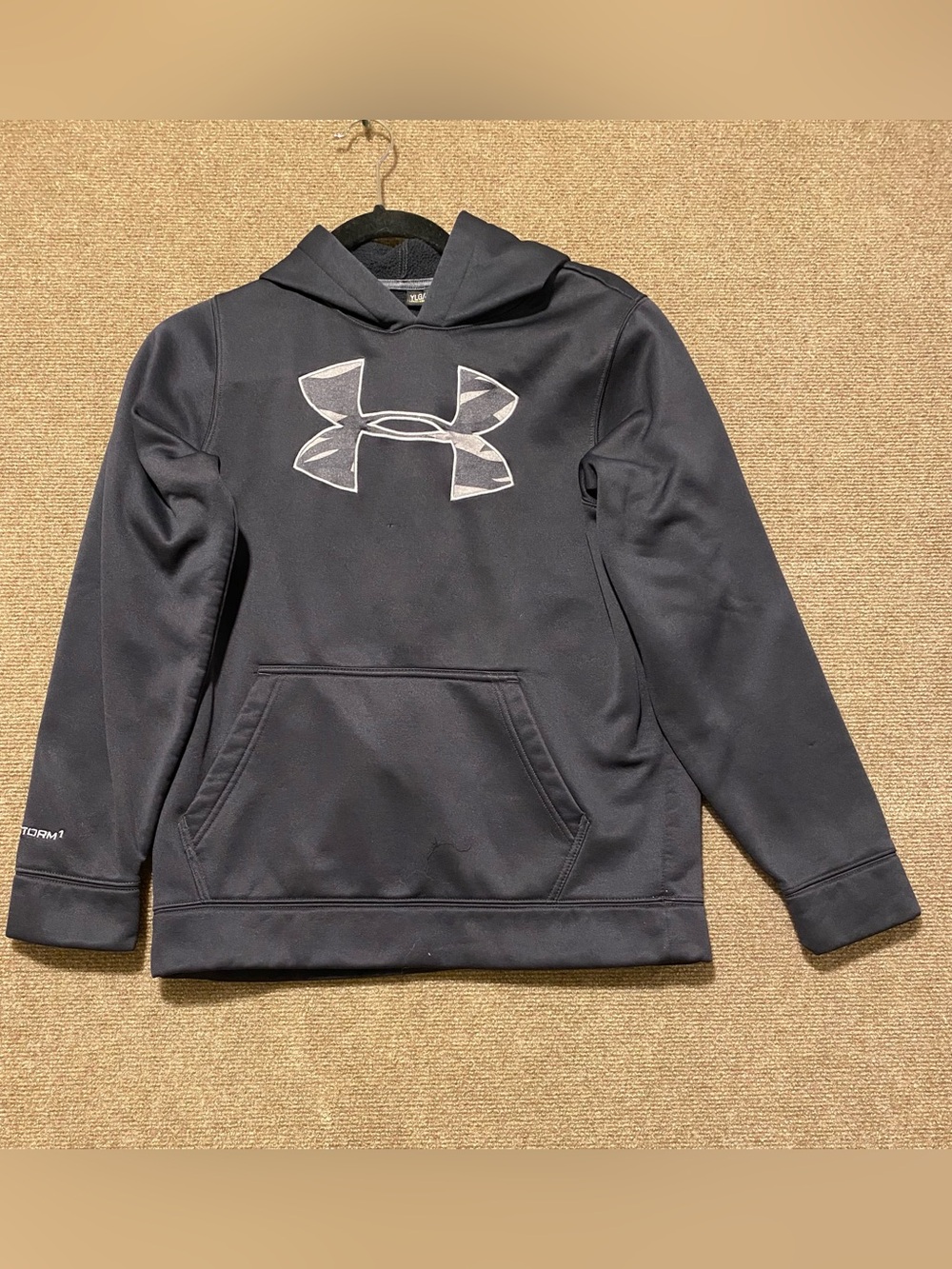 Under Armour Black Hoodie with White Logo Size L